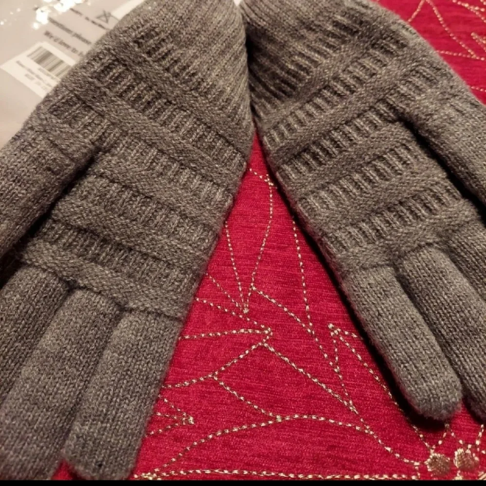 Vi-Grace Winter Warm & Thick Plush Knitted Gloves O/S Grey BNWT RETIRED